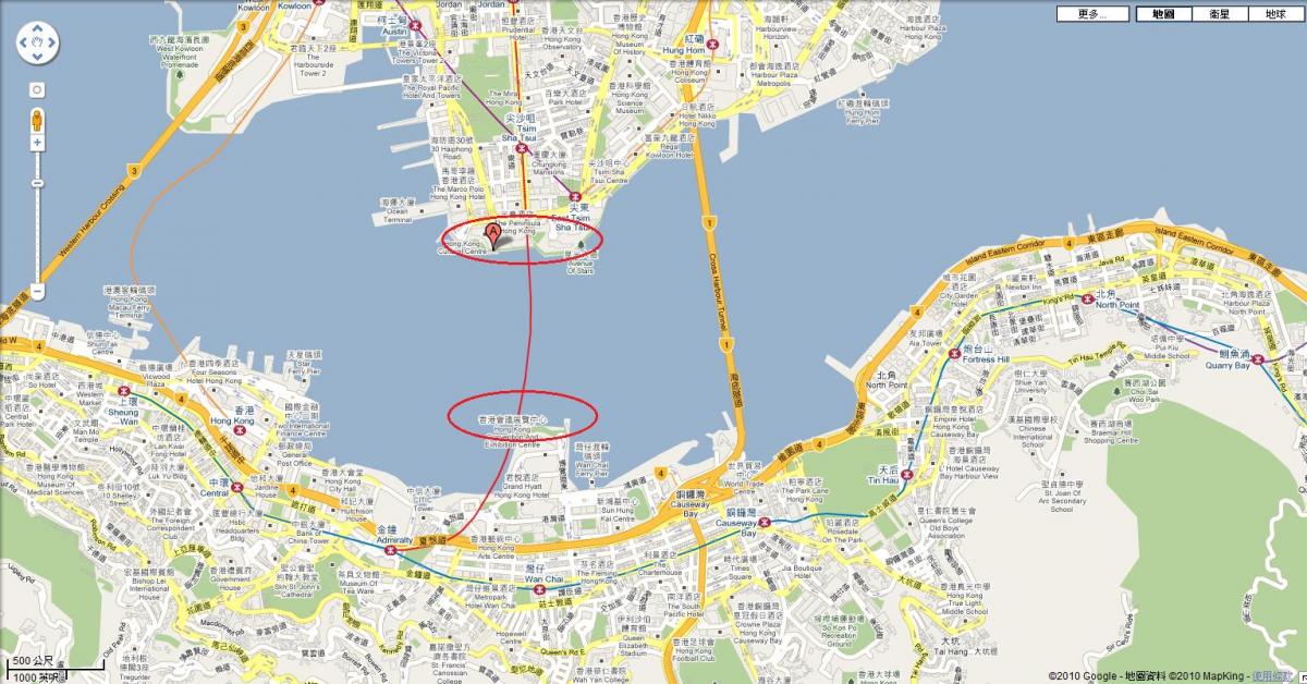 الخريطة ميناء فيكتوريا في هونغ كونغ