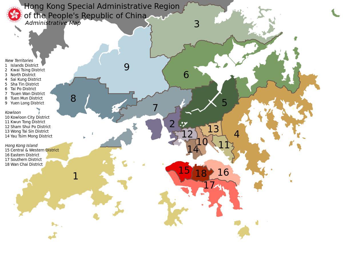 خريطة هونغ كونغ الأحياء
