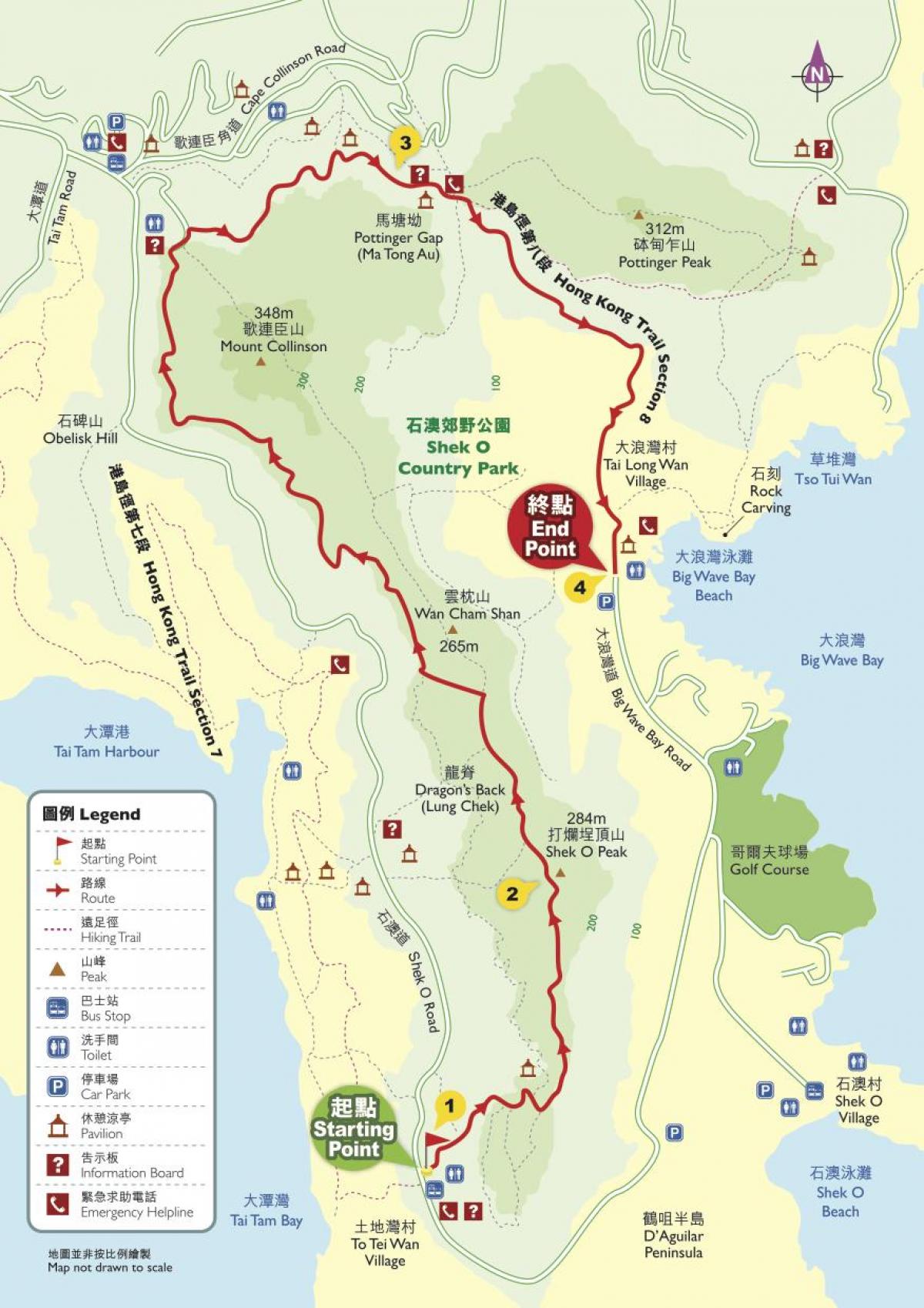 المشي لمسافات طويلة خريطة هونغ كونغ