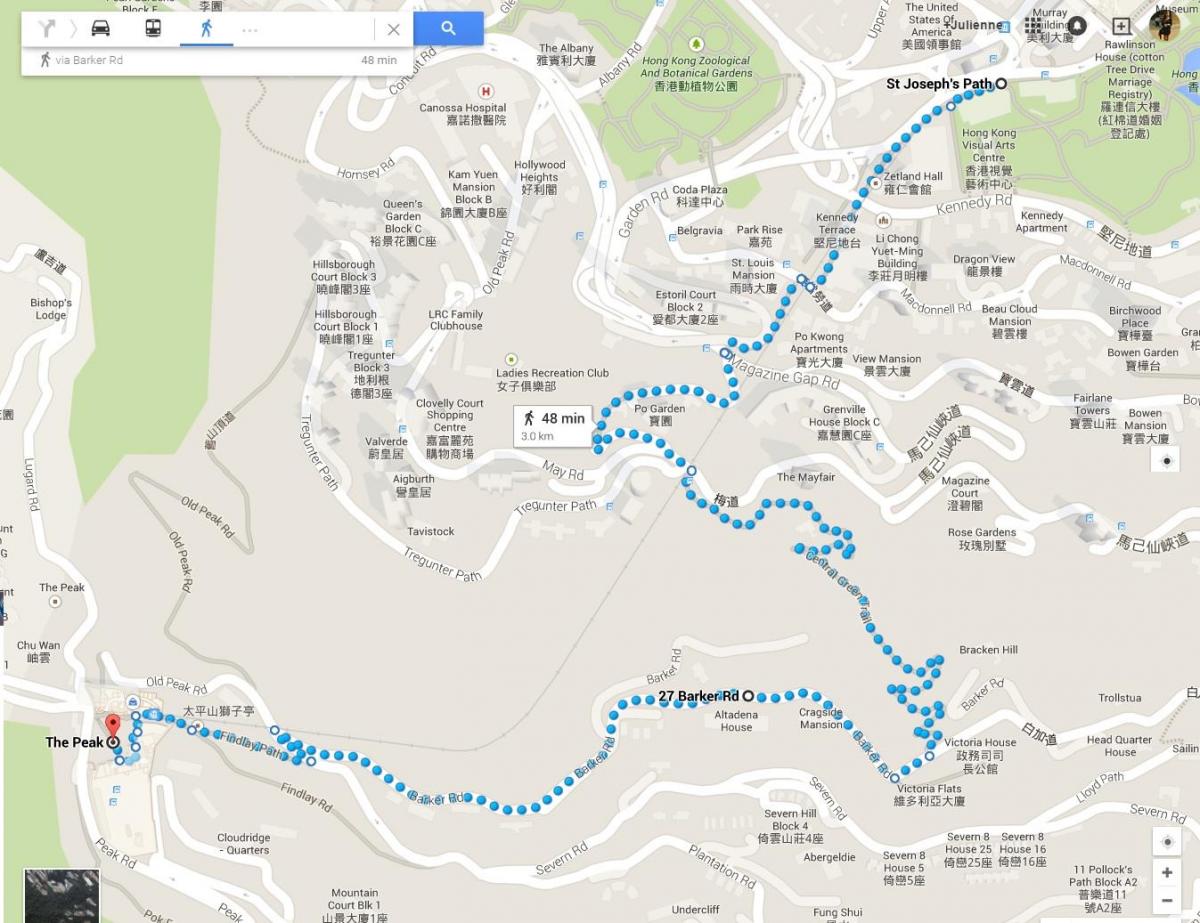 هونغ كونغ مسارات المشي لمسافات طويلة خريطة